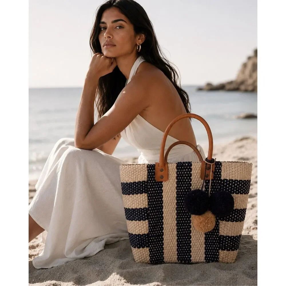 NWOT Mar Y Sol Collins Woven Tote coastal luxury